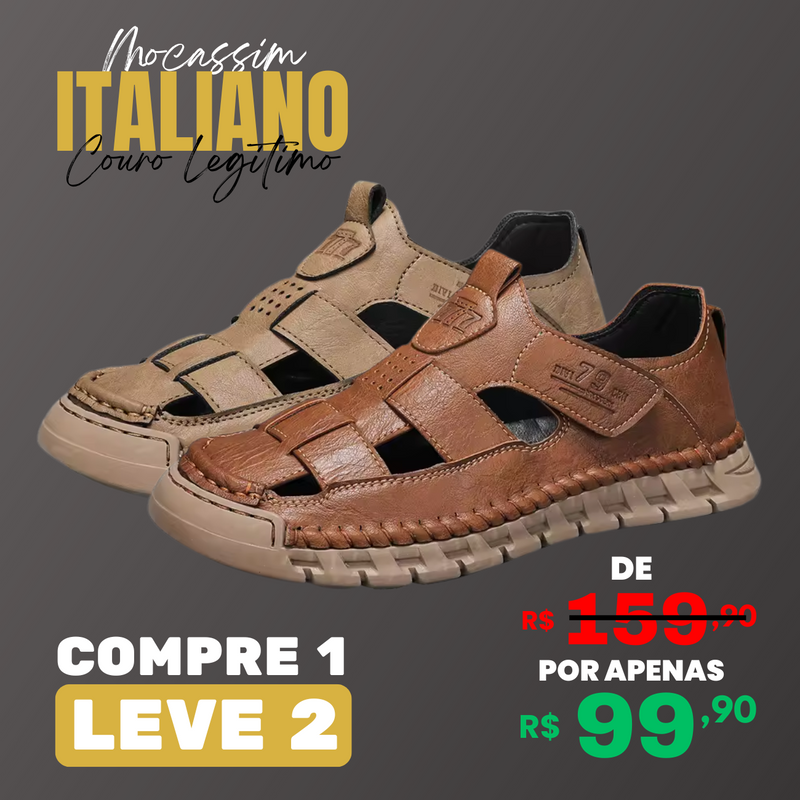 [ COMPRE 1 E LEVE 2 ] Mocassim Ortopédico Italiano em Couro Legítimo